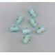Indian Lampwork Beads White Tube with Blue, Green & Yellow Detai