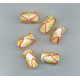 Indian Lampwork Beads White Tube with Yellow & Orange Detail