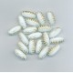 Czech White Tube Beads with Gold Stripes