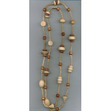 Wooden Necklace with Three-Tone Beads