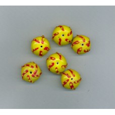 Indian Lampwork Beads Yellow Saucer with Candy Stripes
