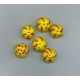 Indian Lampwork Beads Yellow Saucer with Candy Stripes