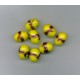 Indian Lampwork Beads Yellow Oval with Gold & Red Stripe