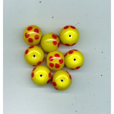 Indian Lampwork Beads Yellow with Red Flowers