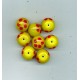 Indian Lampwork Beads Yellow with Red Flowers