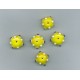 Indian Lampwork Bead Yellow Saucer with Pink & White Dots