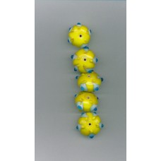 Indian Lampwork Beads Yellow Saucer with Blue 'Eyes'