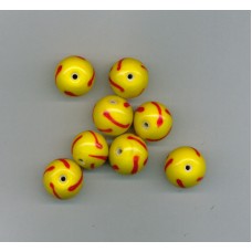 Indian Lampwork Beads Yello with Red Stripes