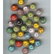 Round Beads With Gold Swirls 