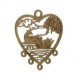 Laser Cut raw Brass Hearted Pigeons 1 pair