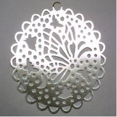 Silver Plated Laser Cut Circled Butterflies 1 pair
