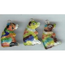 2 Cloisonne Dog Charms