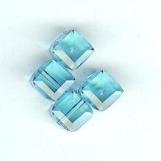 4 x 6mm aquamarine cubes