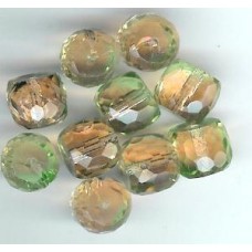 Czech Facetted Barrel Bead Green-Amber