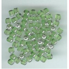 Czech Green Facetted Tube with Silver Ends