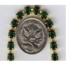 Diamonte Chain raw Brass Emerald Green Diamonte 1 meter