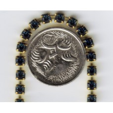 Diamonte Chain raw Brass Sapphire Diamonte 1 meter