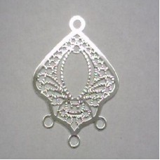 Silver Plated Laser cut Lozenge 1 pair