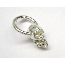 Pewter Casting Silver Plated Skull in Ring