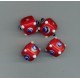 Indian Lampwork Beads Red Cube with Blue & White Dots