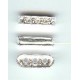 oval silver three hole 4mm x 15mm