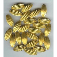 Rugby Shaped Brass Corrugated Beads 