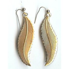 gold colour metal leaf earing